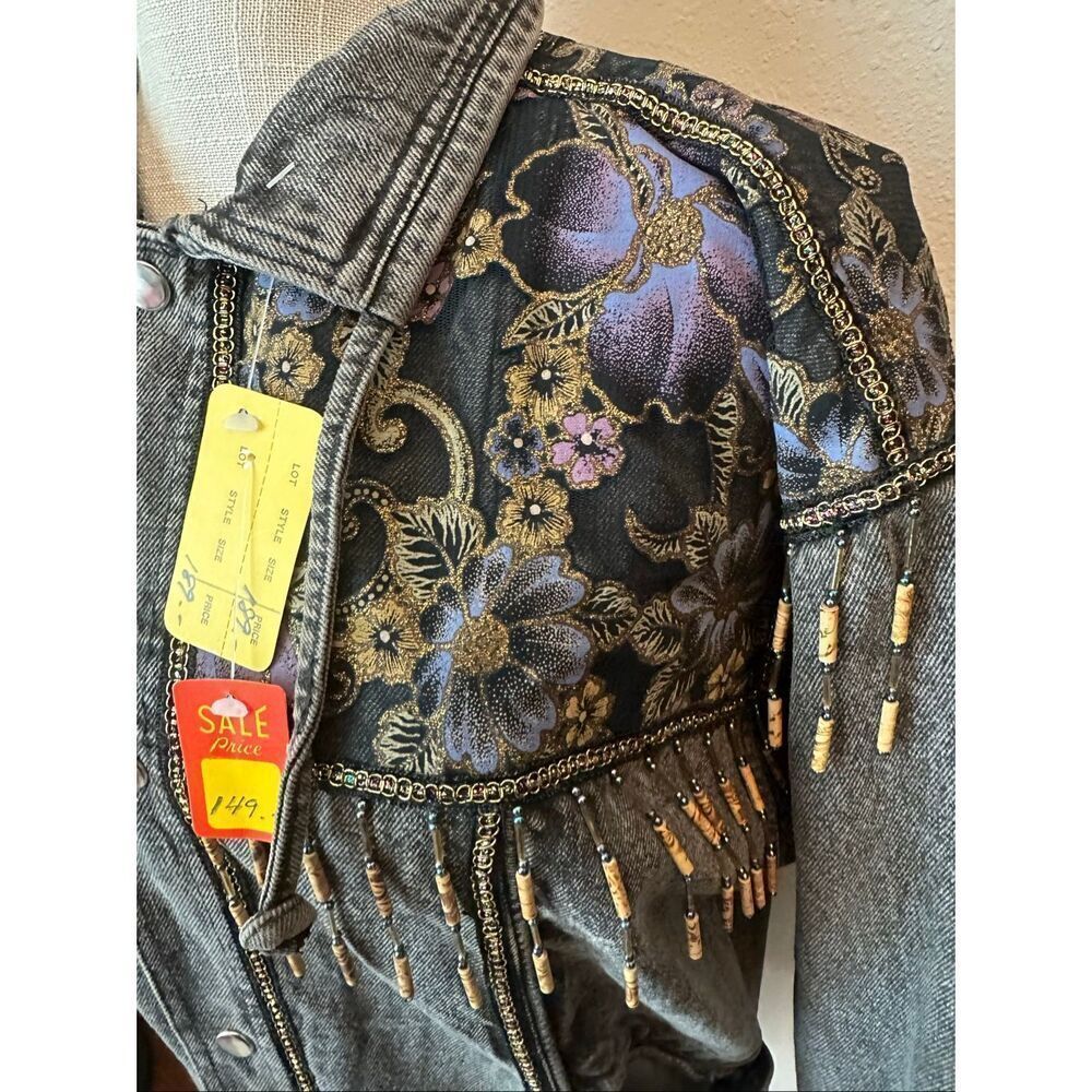 Vintage Embellished Western Denim Jacket Size Large - Picture 5 of 14
